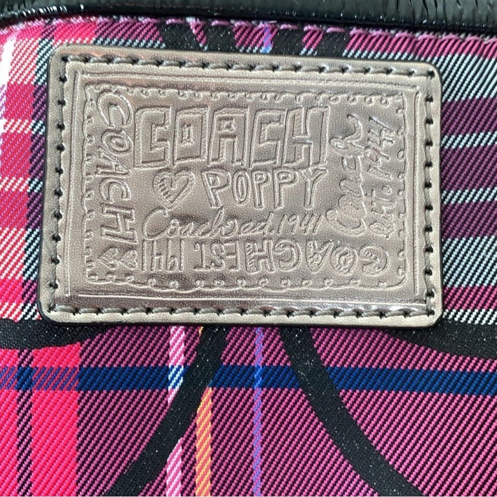 Coach Poppy Plaid Shoulder Bag - Red and Black